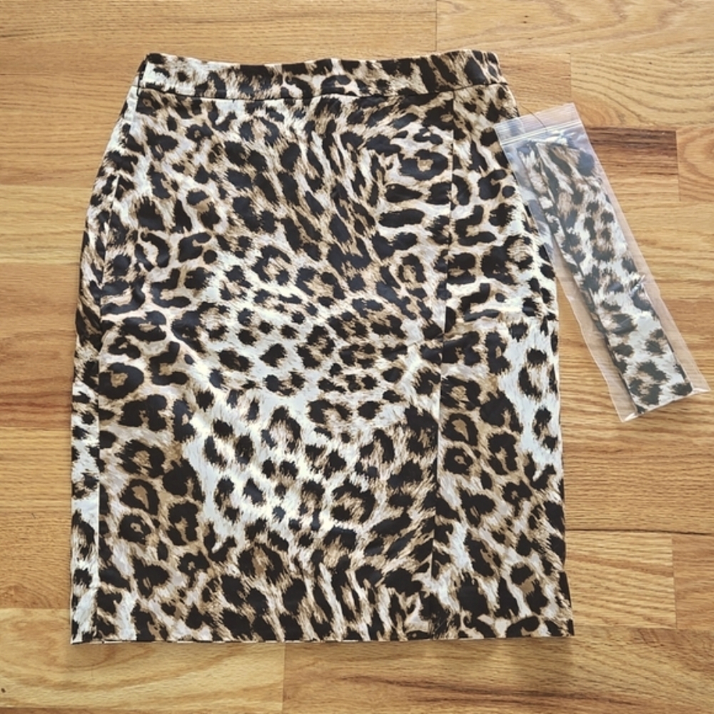 Talbots Animal Print Belted Cotton Pencil Skirt 6P